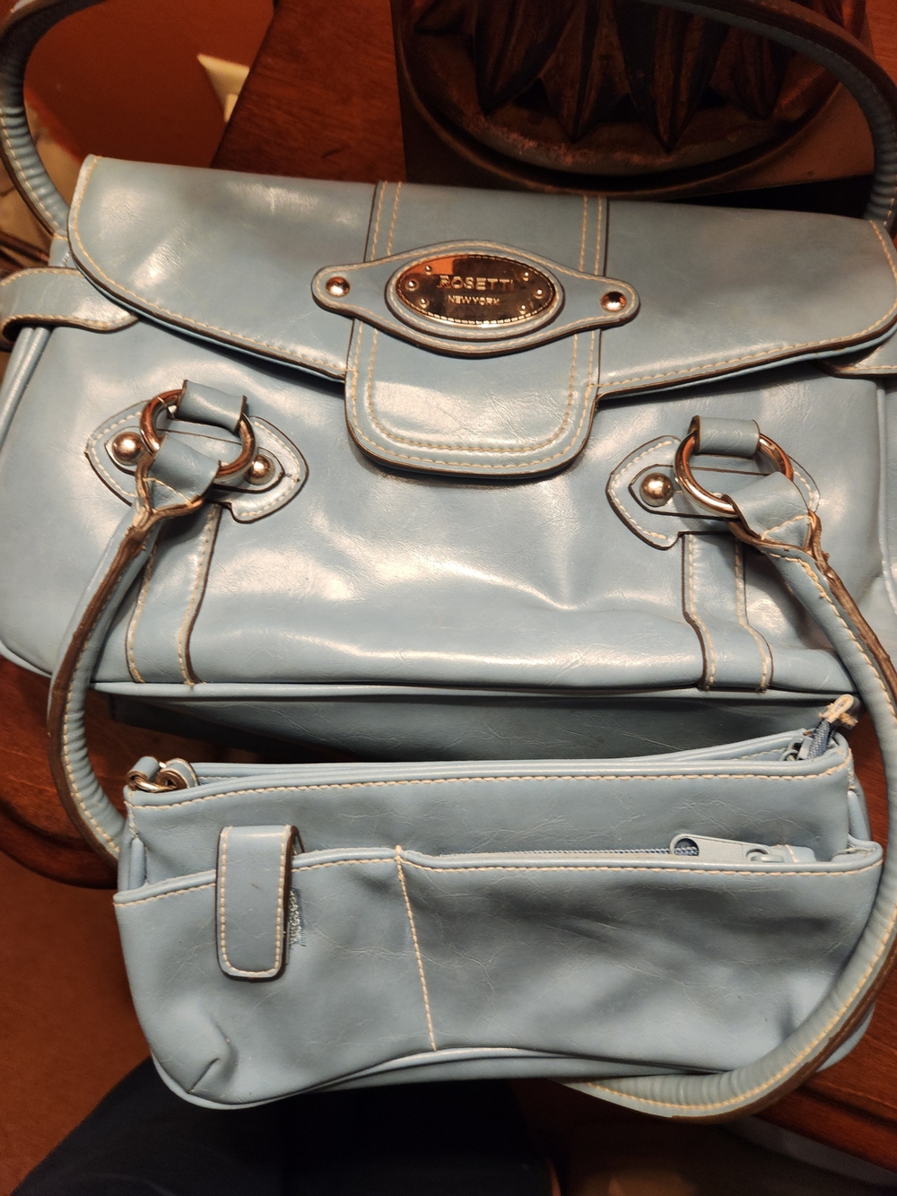 Rosetti Powder Blue Structured Satchel with Front Pouch